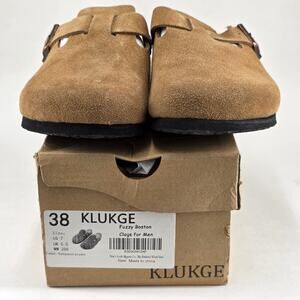 Klukge Fuzzy Boston Clogs for Men Suede Soft Leather Clogs U.S Size 7 (Euro 38)